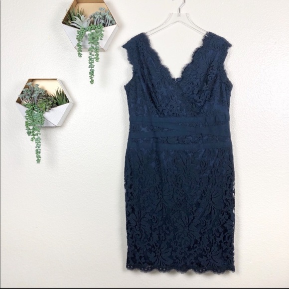 Tadashi Shoji Dresses & Skirts - Tadashi Shoji Cocktail Dress Lace Navy Size 16